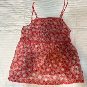 Womens old navy tank top brand new with tags sheer pink and orange flowers